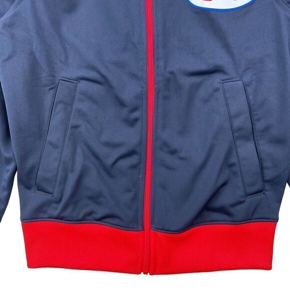 New Champion Men Navy Blue Full Zip Jacket Sport Athletic Red Cuffs Logo US XS - Picture 7 of 12